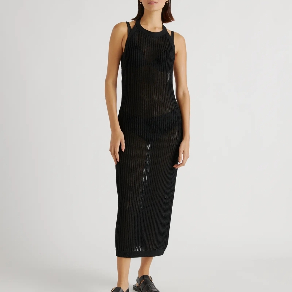 Quince Black Sheer Maxi Dress